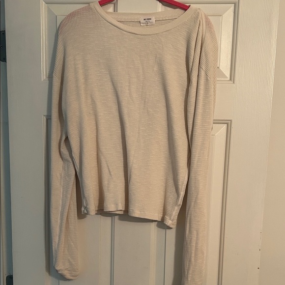 Re/Done Cream Long Sleeve Top - Picture 1 of 4